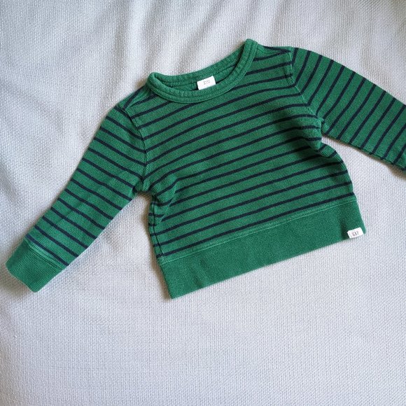 Toddler Green & Navy Blue Striped Sweater - Picture 2 of 3